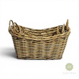 Set of 3 Rustic Woven Storage Baskets