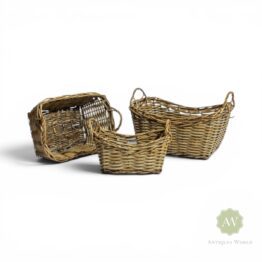 Set of 3 Rustic Woven Storage Baskets