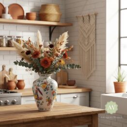 White Ceramic Floral Tropical Bird Vase