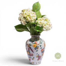 White Ceramic Floral Tropical Bird Vase