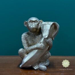 Antiqued Gold Monkey with Banana Candle Holder Lifestyle