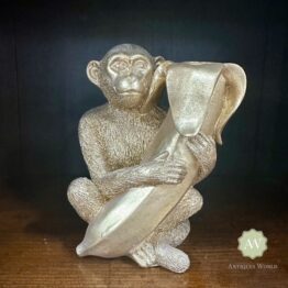 Antiqued Gold Monkey with Banana Candle Holder Lifestyle