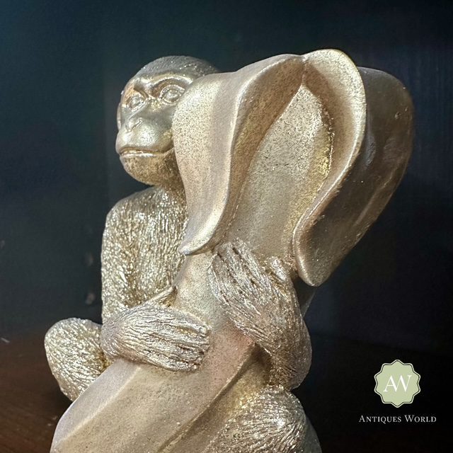Antiqued Gold Monkey with Banana Candle Holder 9 Antiqued Gold Monkey with Banana Candle Holder Lifestyle